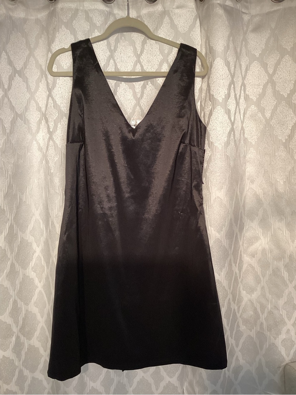 Women’s Black Satin V-Neck Slip Dress